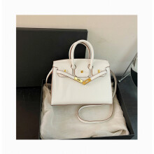(White large) Fashionable lock Birkin bag hand-held shoulder crossbody bag_Special Gift