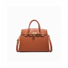 (Brown, Large) Lychee pattern Birkin bag, new niche versatile handbag_Special Gift