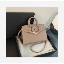 (Khaki large) Fashionable lock Birkin bag hand-held shoulder crossbody bag_Special Gift