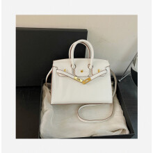 (White large) Fashionable lock Birkin bag hand-held shoulder crossbody bag_Special Gift