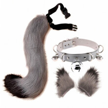 Haarspangen mit Hahnenschwanzmotiv, verstellbar, aus Kunstfell, Wolfsschwanzohren, Halsband-kompatibel, Cosplay-Geschenk