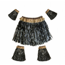 Traje de falda de hierba hawaiana con mangas elásticas compatible brazos y pies, falda de hierba compatible baile hula, playa, verano, vacaciones, bo