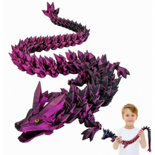 3D-geprinte drakenspeelgoed met ogen - 61 cm grote, schitterende draak met kleurverloop en kristallen, buigbaar en flexibel, grote fidget-figuur, bew