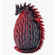 3D Printed Dragon Egg, Crystal Dragon with Egg,Easter Basket Stuffers,Surprise Egg,Articulated Fidget Toys, Red and Black_Special Gift