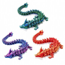 3D Printed Crystal Dragon 12In,3D Printed Flexible Articulated Dragon_Special Gift