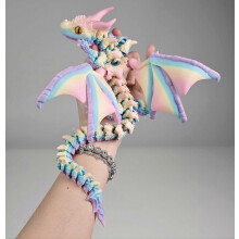 3D Printed Dragon with Wings, 3D Printed Animals Toys, Fidget Dragon Toys, Flexible Articulated Winged Crystal Dragon_Special Gift