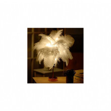 Ostrich Feather Table Lamp Wrought Iron Night Light LED Copper W_Surprise Gift_Special Gift