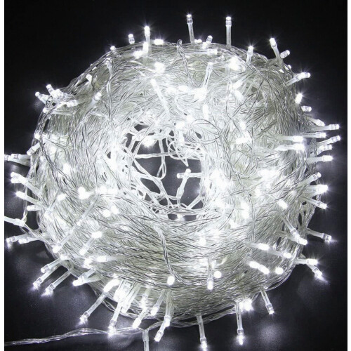 100 Cool White LEDs Multifunction Timer Clear Cable Outdoor String Fairy Lights 10M_Special Gift