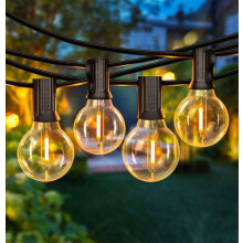 (UK Plug, 39FT(25+3 Bulbs)) 39FT Festoon Outdoor String Lights Mains Powered G40 25+3LED Bulbs Garden Lights_Special Gift