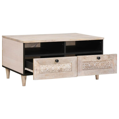 VidaXL vidaXL Coffee Table Bleached White 80 x 54 x 40 cm Solid Mango Wood 1