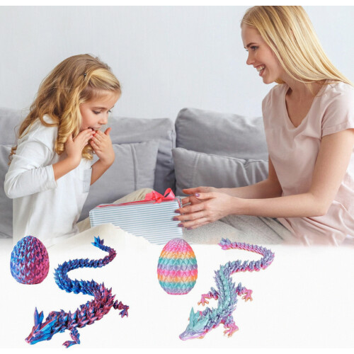 3D Printed Dragon Egg Set with Poseable Crystal Dragon_Special Gift 1