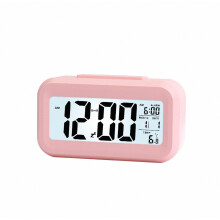 (Pink) Alarm Rechargeable Digital Clock With Smart Light Sensor Room Gift Decoration_Special Gift