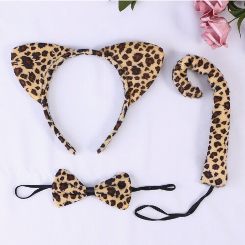 Embrace Adventure with Leopard Headband Tail Bowtie 3pcs Set_Special Gift 2