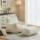 (White, Corduroy) Soft Lazy Sofa with Footrest & Foam 1