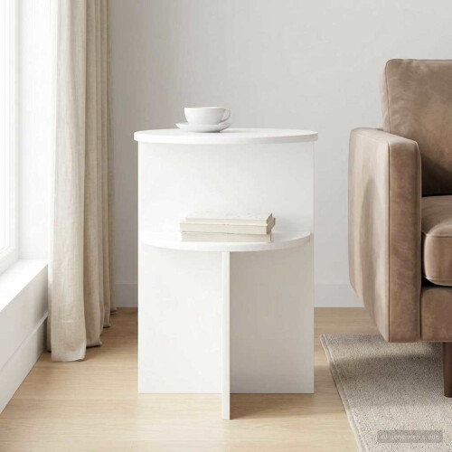 VidaXL vidaXL Side Table High Gloss White Ø 39.5 x 55 cm Engineered Wood
