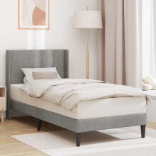vidaXL Bed Frame with Headboard Light Grey 90 x 190 cm Velvet