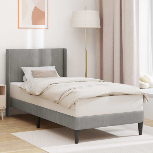 VidaXL vidaXL Bed Frame with Headboard Light Grey 90 x 190 cm Velvet
