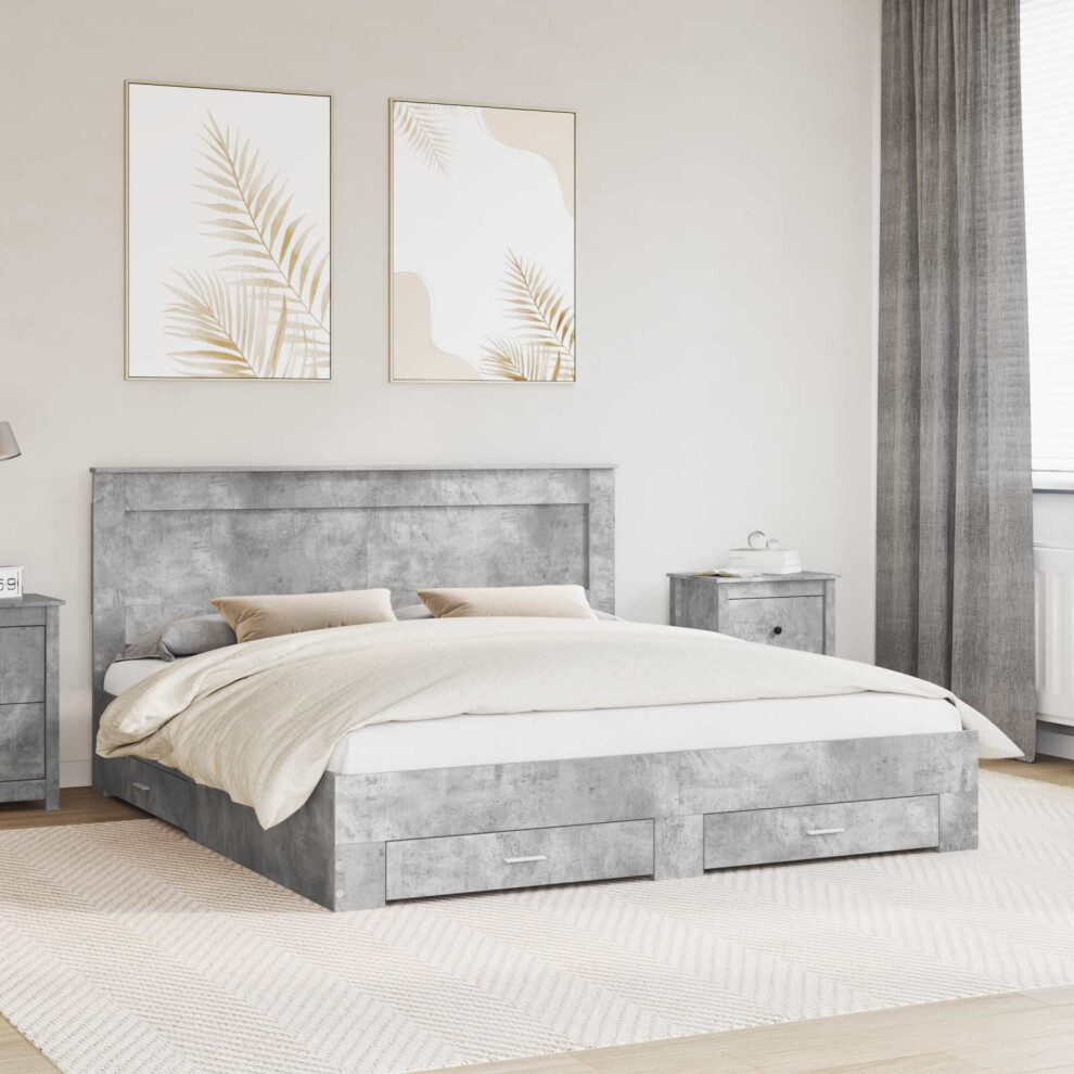 Vidaxl Bed Frame With Drawer With Headboard Manual Engineered Wood