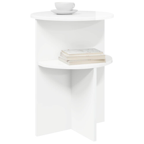 VidaXL vidaXL Side Table High Gloss White Ø 39.5 x 55 cm Engineered Wood 2