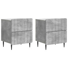 vidaXL Bedside Cabinet 2 pcs Concrete Grey 43 x 34.5 x 49.5 cm