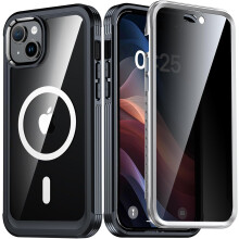 AMILIFECASES Etui do iPhone 15 Plus, Wsparcie MagSafe, Anti-Spy Czarny