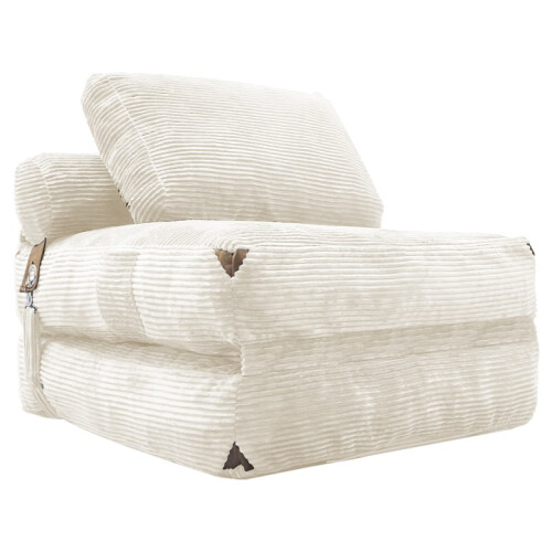3-in-1 Corduroy Floor Sofa Bed, Fold-Out Chaise 1