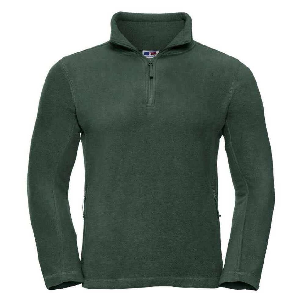 Russell (L, Bottle Green) Mens Zip Neck Outdoor Fleece Top