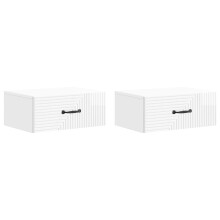vidaXL Wall-Mounted Bedside Cabinet with Drawer 2 pcs High Gloss White