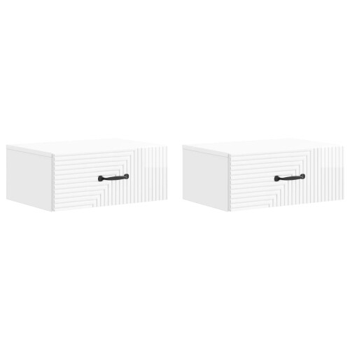 VidaXL vidaXL Wall-Mounted Bedside Cabinet with Drawer 2 pcs High Gloss White