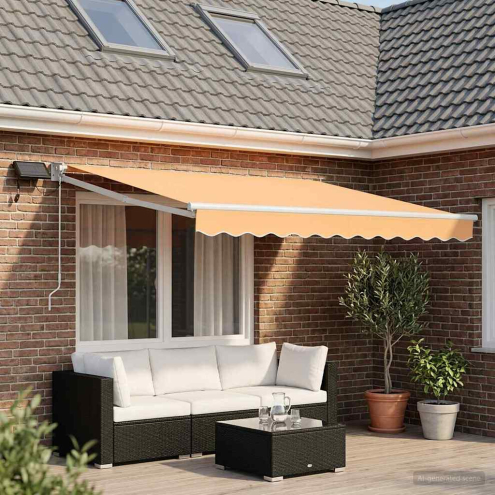 Vidaxl Manual Retractable Awning With Leds Sand