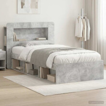 vidaXL Bed Frame with Storage with Headboard Concrete Grey 90 x 200 cm