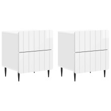 vidaXL Bedside Cabinet 2 pcs High Gloss White 43 x 34.5 x 49.5 cm