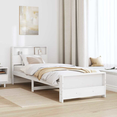 VidaXL vidaXL Bed Frame with Headboard White 90 x 190 cm Engineered Wood 1