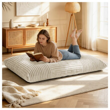 (White, Corduroy) 3-in-1 Convertible Bean Bag Chair