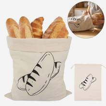 Lot de 2 sacs à pain réutilisables en lin, 40 x 30 cm, naturel, avec cordon de serrage, respirants, pour le pain, les fruits et les légumes.