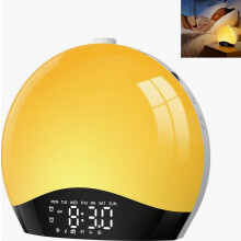 Réveil simulateur d'aube avec Bluetooth, 18 couleurs, 20 niveaux de luminosité, 22 sons de la nature, radio FM, simulation de coucher de sol