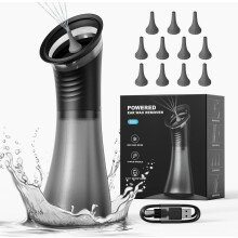 Nettoyeur d'oreilles électrique avec écran LED, kit d'irrigation pour l'élimination du cérumen, système de recirculation d'eau, 3 niveaux de