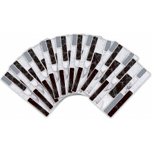 Lot de 54 stickers muraux effet pierre 3D, 20 x 10 cm, en PVC autocollant, gris, imperméables