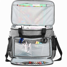 Sac de transport pour machine à coudre, cabas rembourré en tissu Oxford 42 x 26 x 33 cm, gris, bagage cabine avec accessoires