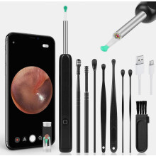 Kit d'endoscope auriculaire sans fil, caméra auriculaire HD 1296p avec nettoyeur intégré, angle de vision à 360, étanchéité IPX5, compatib