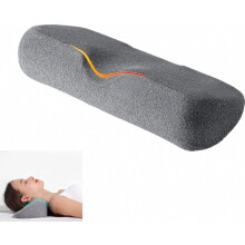Oreiller cervical ergonomique en mousse à mémoire de forme, 46 x 18 x 9,5 cm, gris, soutien profilé pour le sommeil et les voyages