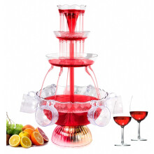 3 Tier Party Fountain with LED Light and 5 Reusable Cups, Decorative Drink Fountain for Parties