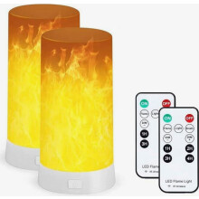 Lot de 2 lampes LED à effet flamme avec télécommande, rechargeables par USB, étanches, pour Noël, Halloween, les fêtes, en intérieur et en e