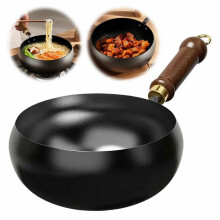 Cocotte en fonte forgée à la main de 24 cm, à fond épais, sans revêtement, idéale pour rôtir et braiser, compatible induction et gaz, E