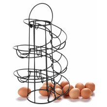 Porte-œufs spiralé en métal, support noir rotatif peu encombrant avec fonction d'alimentation automatique des œufs