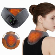 Coussin chauffant électrique pour masser la nuque et les épaules, 5 niveaux de chaleur, 3 modes de vibration, batterie 1800 mAh, rechargeabl