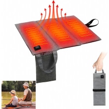 Coussin de siège chauffant pliable USB 44 x 40 cm, 3 niveaux de température, portable pour les sports de plein air et le camping