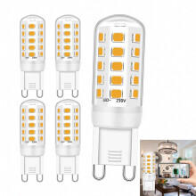 Lot de 5 ampoules LED G9 à capsule, 3,5 W, 400 lumens, blanc chaud 3000 K, longue durée, sans scintillement