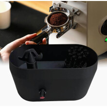 Support de nettoyage pour porte-filtre à expresso avec récupérateur de marc et brosse, compatible avec les porte-filtres de 51/53/58 mm