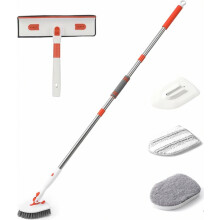 Ensemble de brosses de nettoyage avec manche extensible rotatif à 180, 4 têtes de brosse interchangeables pour toilettes, cuisine, salle d